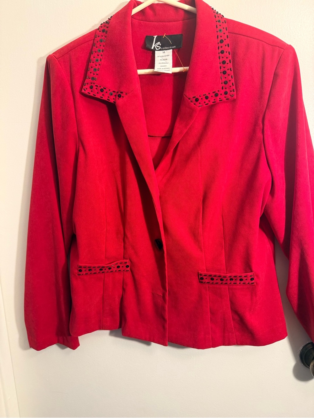 SD Collection Red Stud-Trim Blazer Jacket